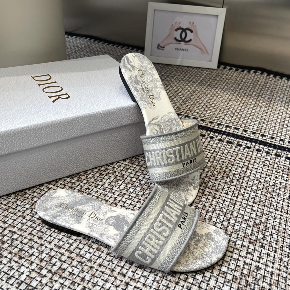 Christian Dior Gray Slide Sandals - Picture 2 of 4